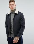 Farah Otley Fleece Collar Wool Jacket In Gray - Gray