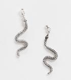 Asos Design Sterling Silver Stud Earrings With Snake Drop