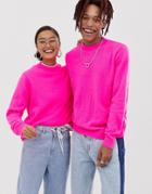 Collusion Unisex Neon Crew Neck Sweater - Pink