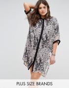 Religion Plus Animal Print Shirt Dress With Contrast Sleeve - Pink
