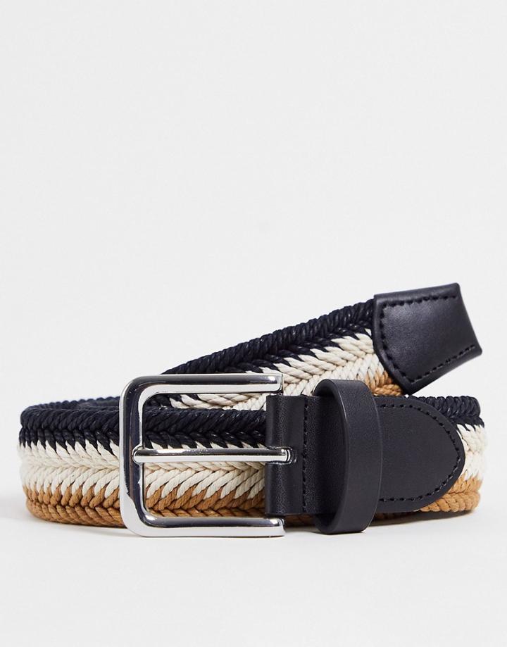 Asos Design Woven Belt In Stripe-multi