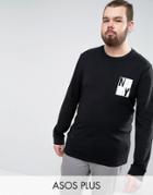 Asos Plus Longline Long Sleeve T-shirt With New York Chest Print - Black