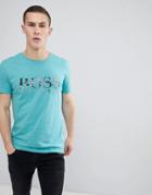 Boss Banana Leaf Print T-shirt In Turquoise - Blue