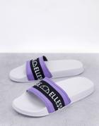 Ellesse Filippo Logo Slides In Lilac And White