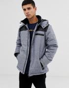 Another Influence Zip Through Hooded Quilted Jacket - Gray