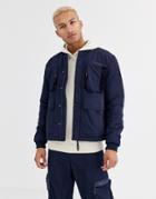 Asos Design Two-piece Cargo Jacket With 3d Pockets In Navy-blue