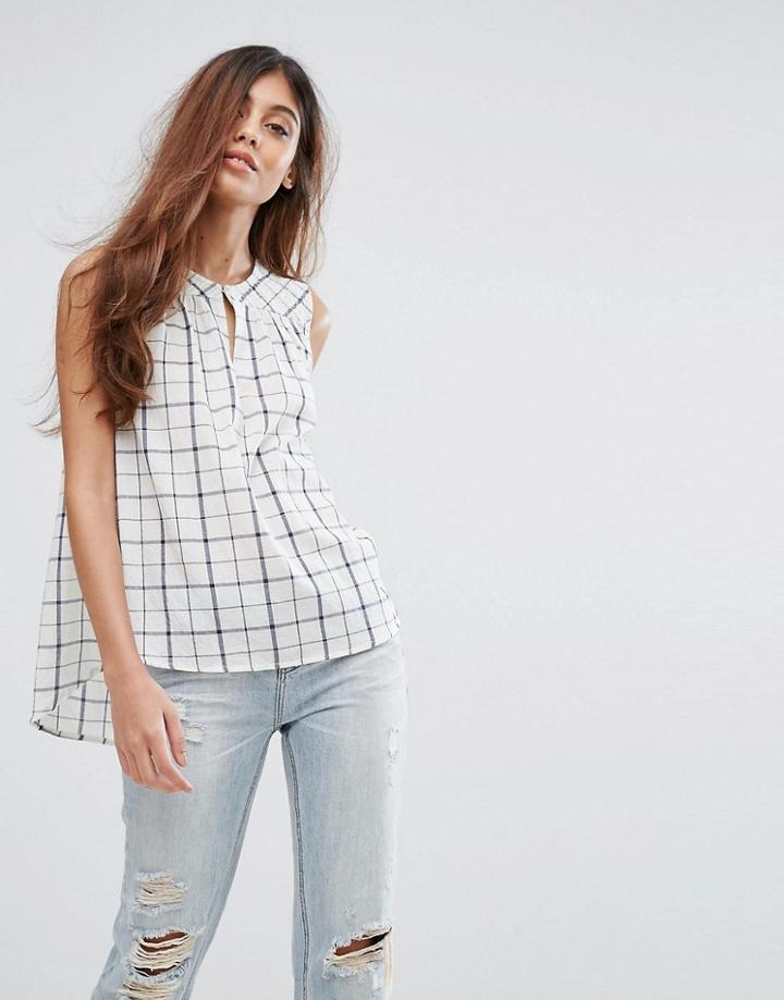 Pepe Jeans Bobbi Check Smock Tank - White