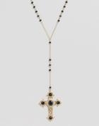 New Look Rosary Cross Pendant Necklace - Gold