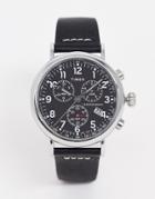 Timex Standard Chronograph Leather Watch In Black 41mm