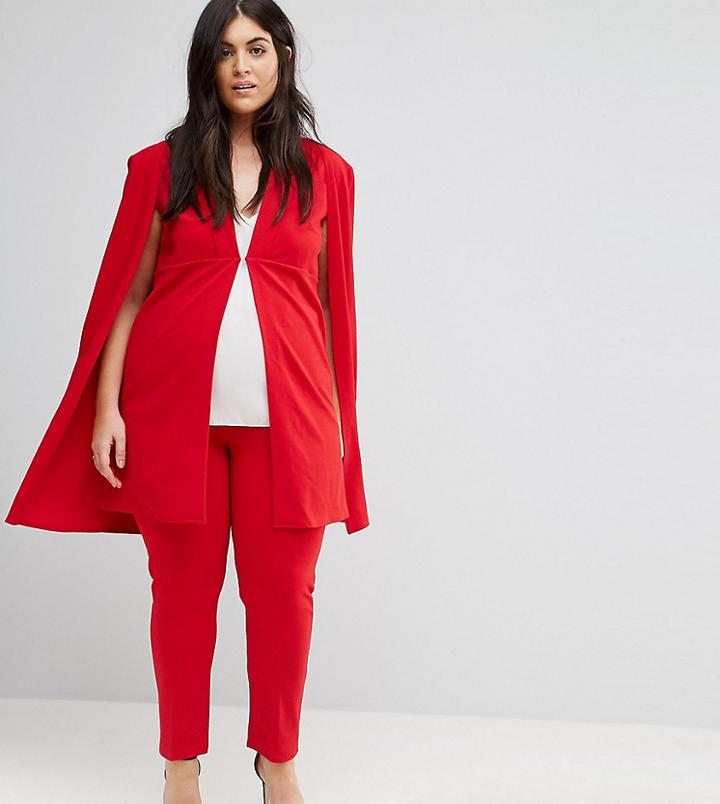 Club L Plus Slim Pants Co-ord - Red