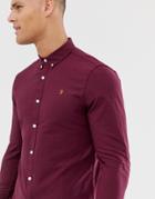 Farah Brewer Slim Fit Oxford Shirt In Burgundy-red