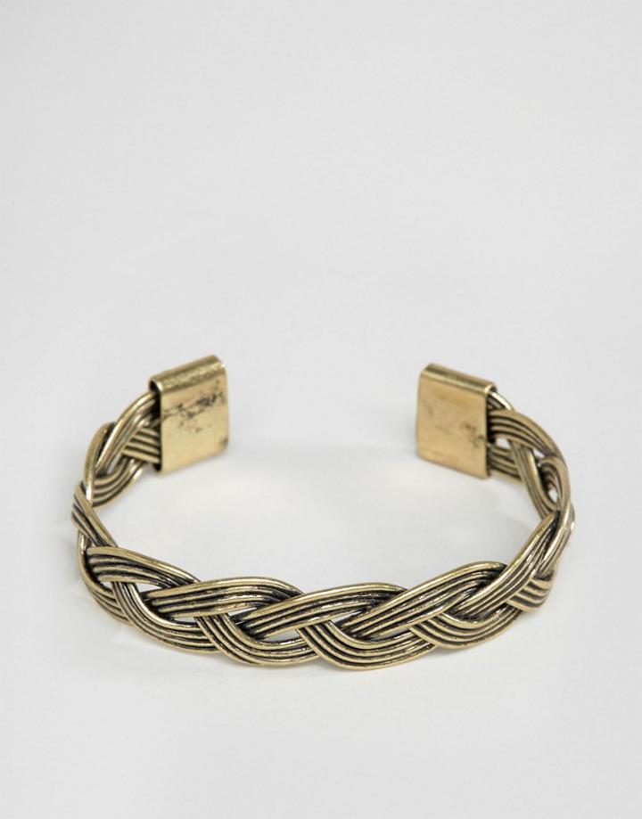 Asos Plaited Bangle In Gold - Gold