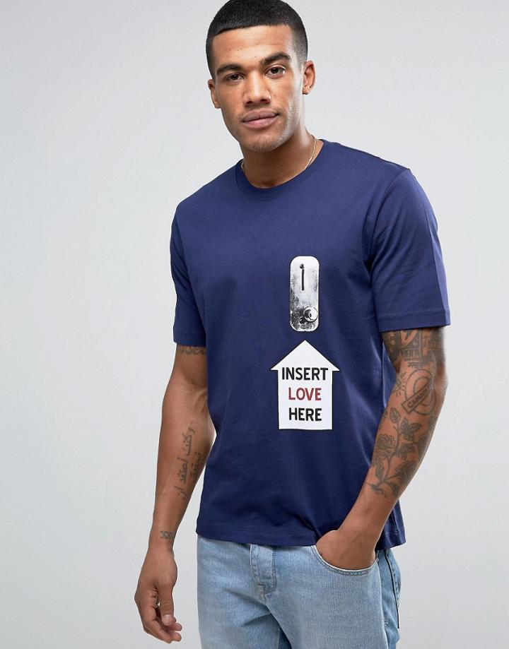 Love Moschino T-shirt With Placement Print - Navy