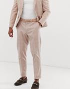 Asos Design Skinny Crop Suit Pants In Cream Linen Check