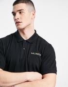 Lacoste Graphic Text Logo Polo In Black