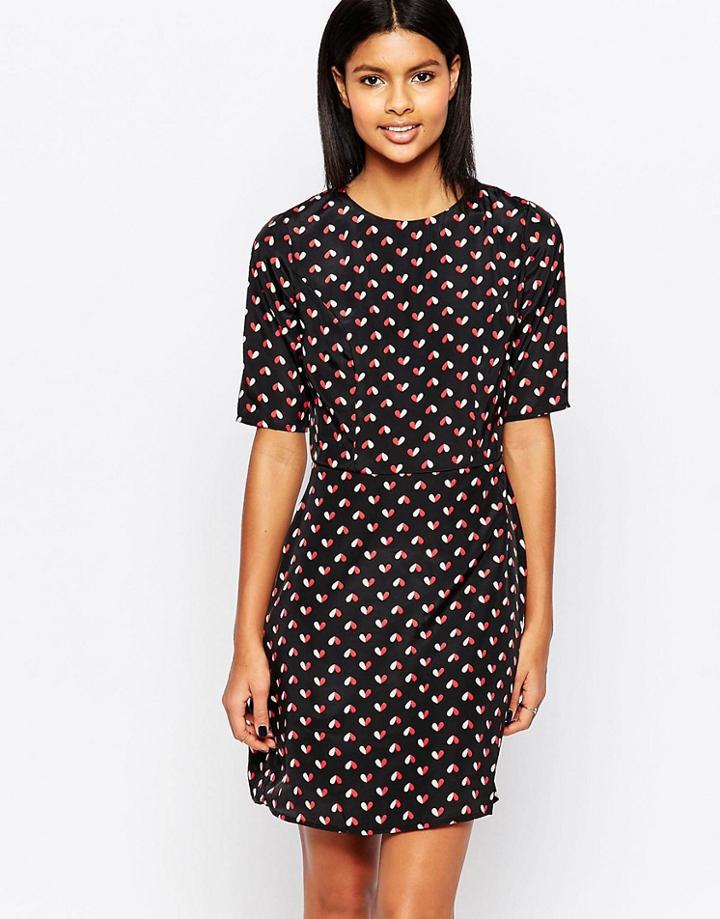 Poppy Lux Vivianna Dress In Heart Print