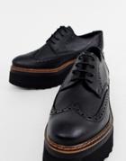 Depp Leather Flatform Brogues - Black