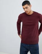 Pull & Bear Knitted Join Life Sweater In Burgundy - Red
