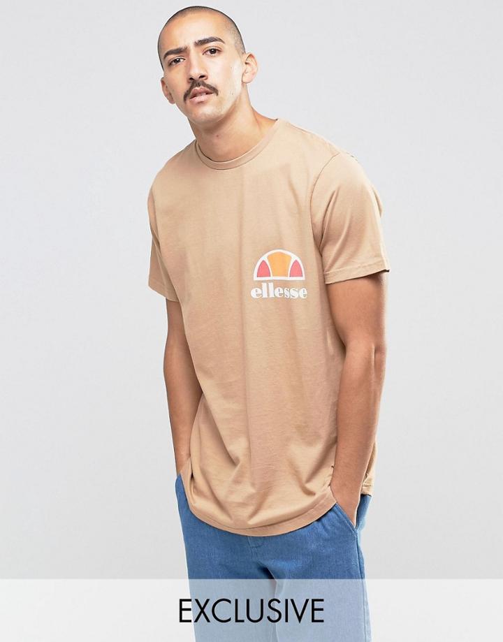 Ellesse T-shirt With Curved Hem - Stone