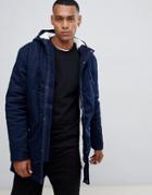 Only & Sons Parka With Fleece Lined Hood - Navy