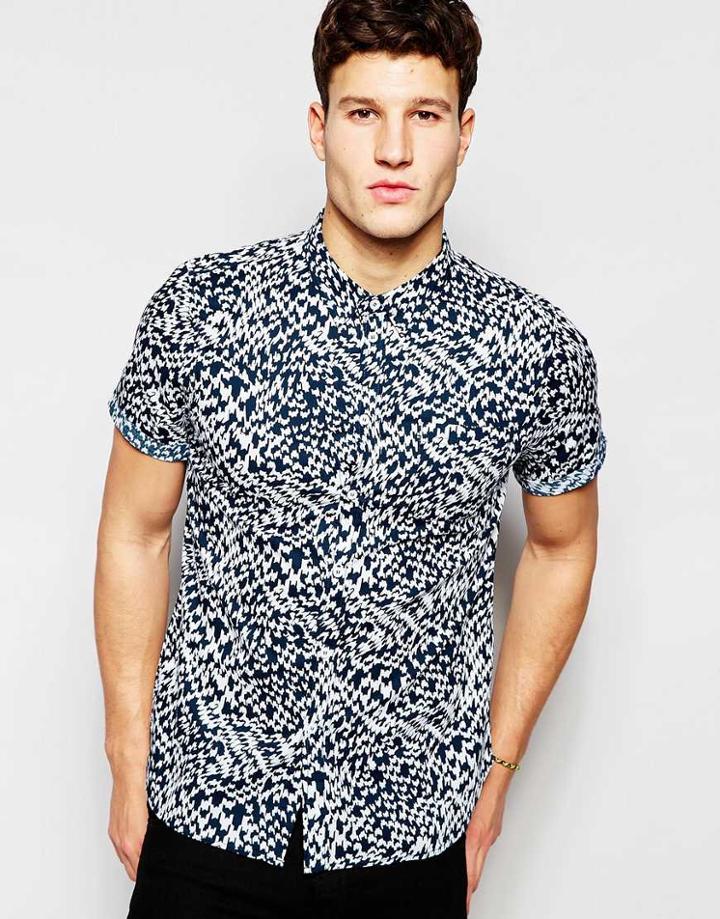 Another Influence Short Sleeve Print Shirt - Blue