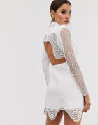 Asos Design Lace Insert Cut Out Tux Blazer Mini Dress - White