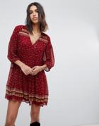Ba & Sh Printed Smock Mini Dress - Red