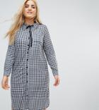Pink Clove Gingham Midi Shirt Dress - Black