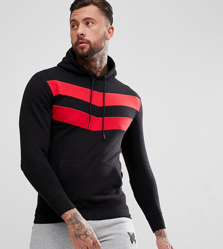 Good For Nothing Hoodie In Black With Chevron Print - Black