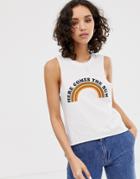 Only 70s Slogan Tank Top - White