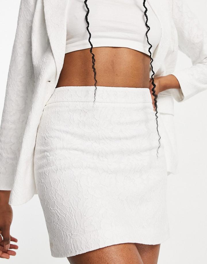 Miss Selfridge Lace Skirt In Ivory - Part Of A Set-white