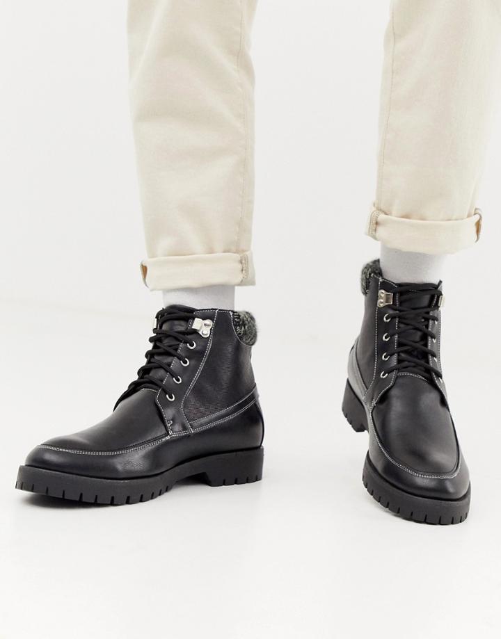 Truffle Collection Lace Up Hiker Boot In Black