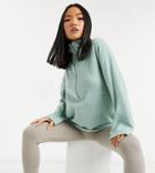Asos Design Petite Sweater With Zip Through And Wide Sleeves In Blue-blues