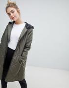 Jdy Tammy Longline Quilted Coat - Green