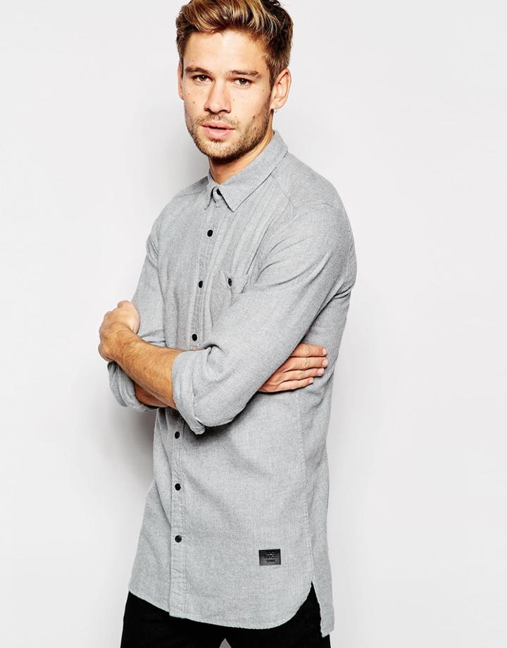 Esprit Slim Fit Flanel Shirt In Gray - Gray