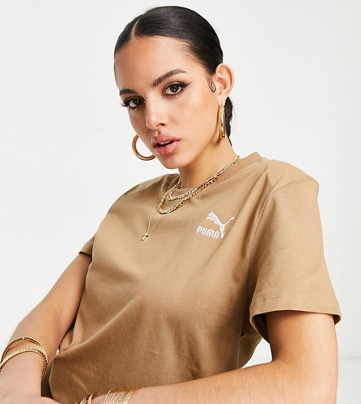 Puma Tailoring Padded Shoulder T-shirt In Tan Brown - Exclusive To Asos