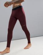 Asos 4505 Running Tights With Quick Dry In Burgundy - Navy