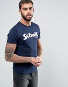 Schott Logo T-shirt In Navy - Navy