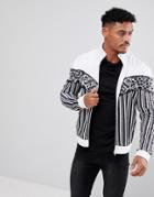 Jaded London Track Jacket In White With Stripes And Chevron Print - White