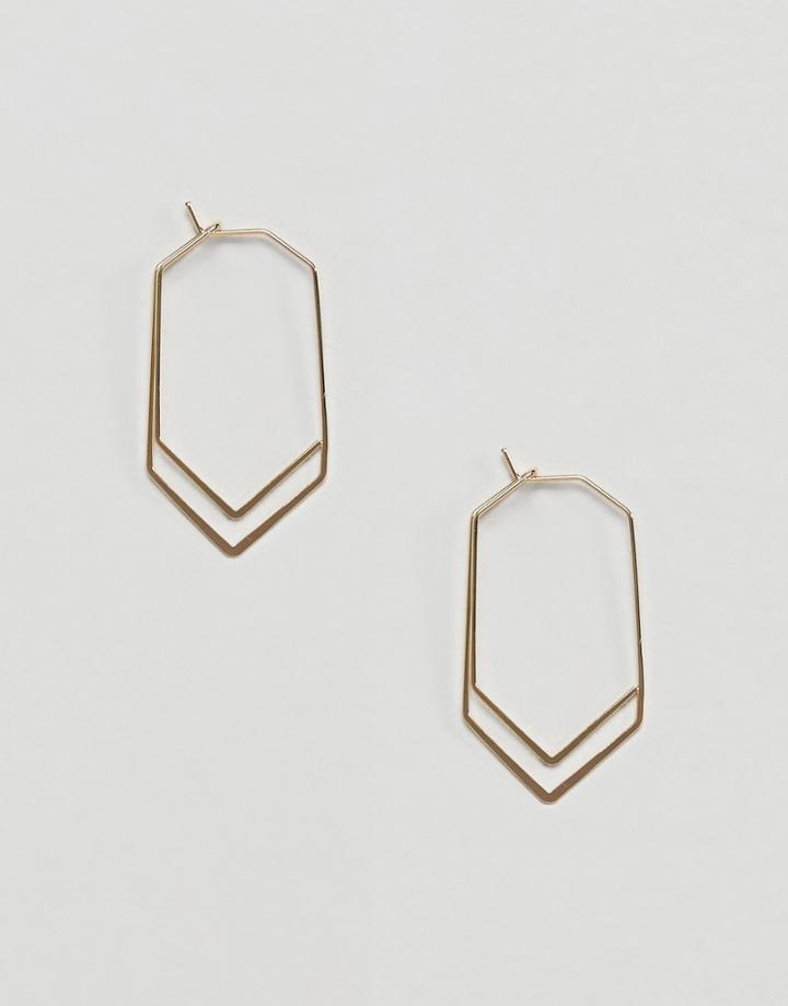 Nylon Geometric Hoop Earrings - Gold
