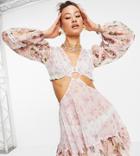 Reclaimed Vintage Inspired Couture Beach Cut Out Mini Dress In Floral Print-multi