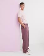 Asos Design Wide Leg Cross Hatch Smart Pants - Purple