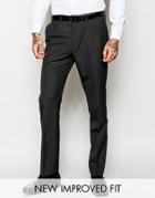 Asos Slim Fit Suit Pants In Charcoal Pindot - Charcoal