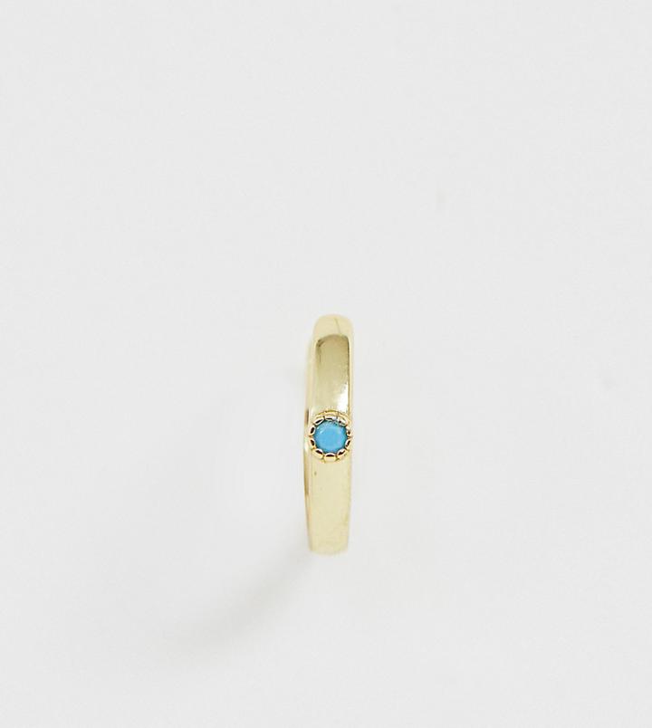Galleria Armadoro Gold Plated Turquoise Dot Huggie Hoop Single Earring - Gold