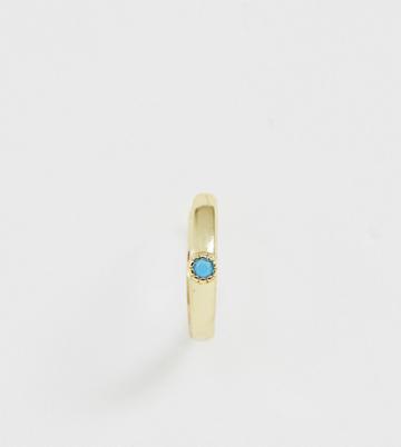 Galleria Armadoro Gold Plated Turquoise Dot Huggie Hoop Single Earring - Gold