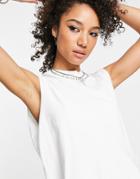 Topshop Oversized Jersey Tank In White