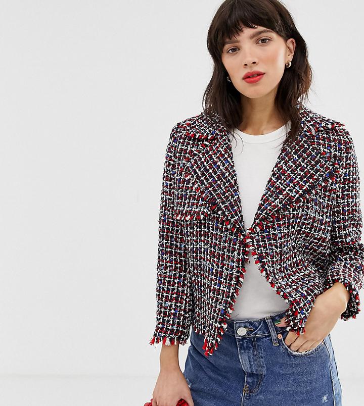 River Island Boucle Jacket In Multi - Multi