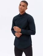 New Look Long Sleeve Poplin Shirt In Navy
