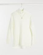 Miss Selfridge Longline Sweater In Cream-white