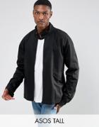 Asos Tall Harrington Jacket With Funnel Neck In Black - Black